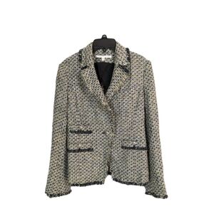 Veronica Beard Fabian Blazer sz 4 Women Tweed Jacket Metallic fringe Classic